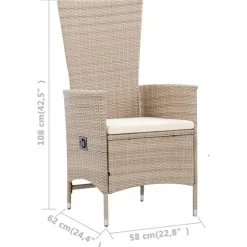 Tuinsets-vidaXL - Eethoek Voor Buiten - Beige - Poly rattan - 150 cm tafellengte