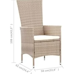 Tuinsets-vidaXL - Eethoek Voor Buiten - Beige - Poly rattan - 150 cm tafellengte