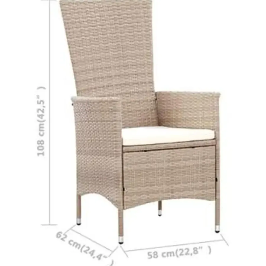 Tuinsets-vidaXL - Eethoek Voor Buiten - Beige - Poly rattan - 150 cm tafellengte