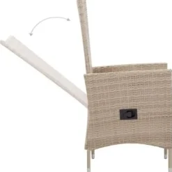 Tuinsets-vidaXL - Eethoek Voor Buiten - Beige - Poly rattan - 150 cm tafellengte