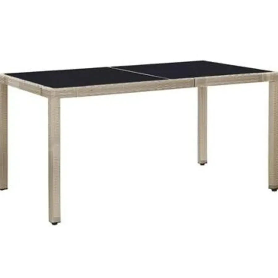 Tuinsets-vidaXL - Eethoek Voor Buiten - Beige - Poly rattan - 150 cm tafellengte