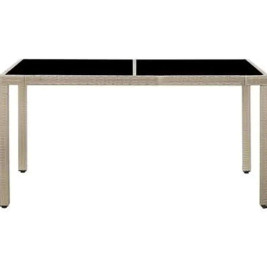 Tuinsets-vidaXL - Eethoek Voor Buiten - Beige - Poly rattan - 150 cm tafellengte