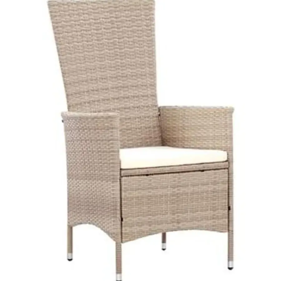 Tuinsets-vidaXL - Eethoek Voor Buiten - Beige - Poly rattan - 150 cm tafellengte