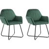 vidaXL - Eetkamerstoel - Groen - Stof - 2 stuks