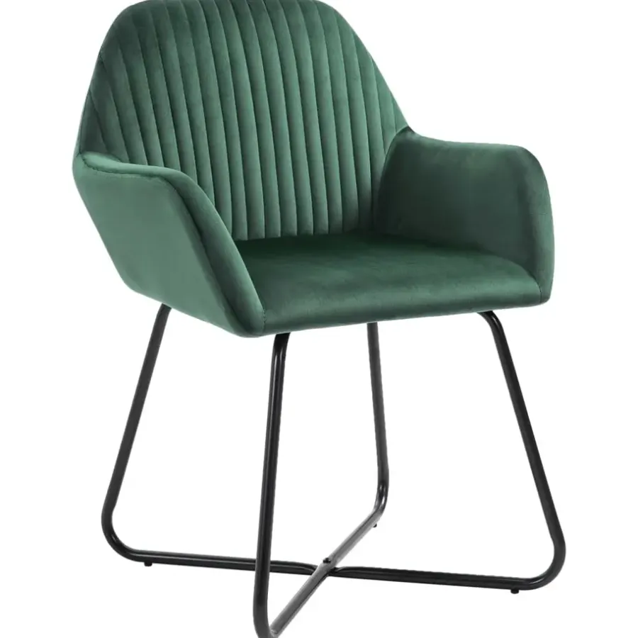 vidaXL - Eetkamerstoel - Groen - Stof - 2 stuks