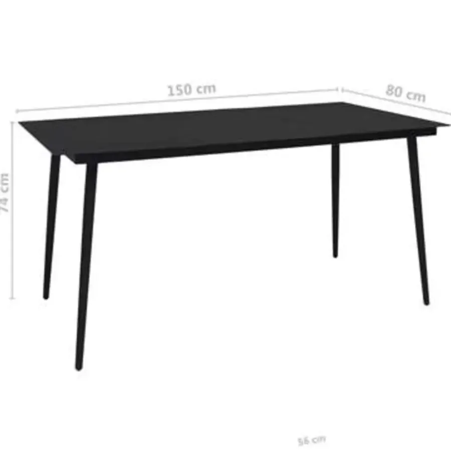 vidaXL - Eetset - Zwart - Staal