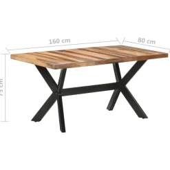 Rechthoekige Eettafels-vidaXL - Eettafel - Bruin - Hout - 160 x 80 x 75 cm