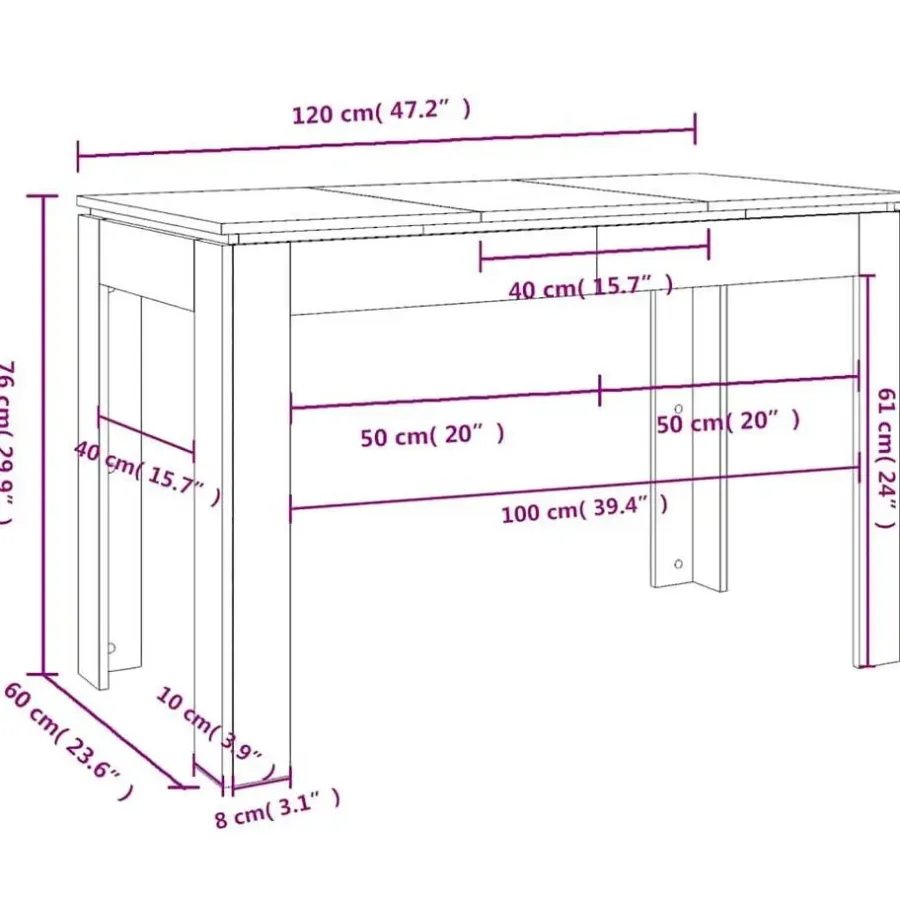 vidaXL - Eettafel - Bruin - Bewerkt hout