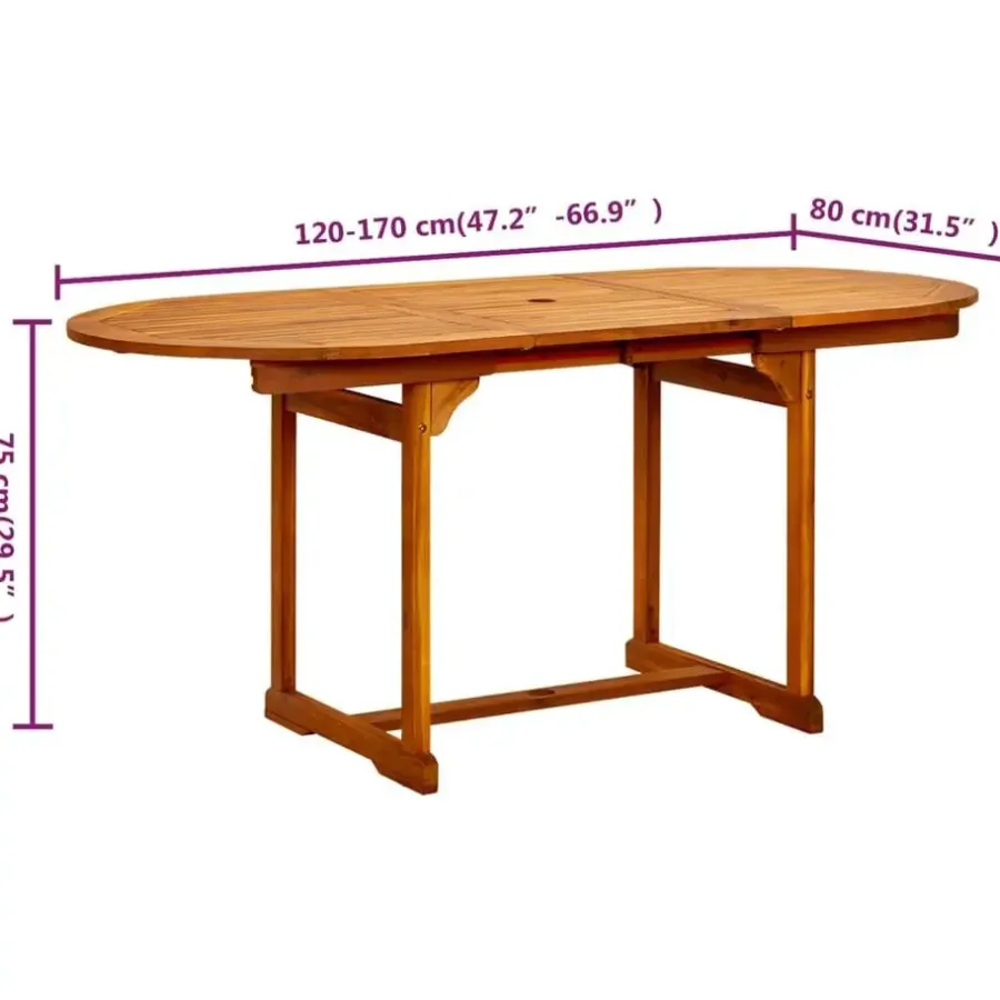 Tuintafels-vidaXL - Eettafel - Bruin - Acaciahout - 170 x 80 x 75 cm