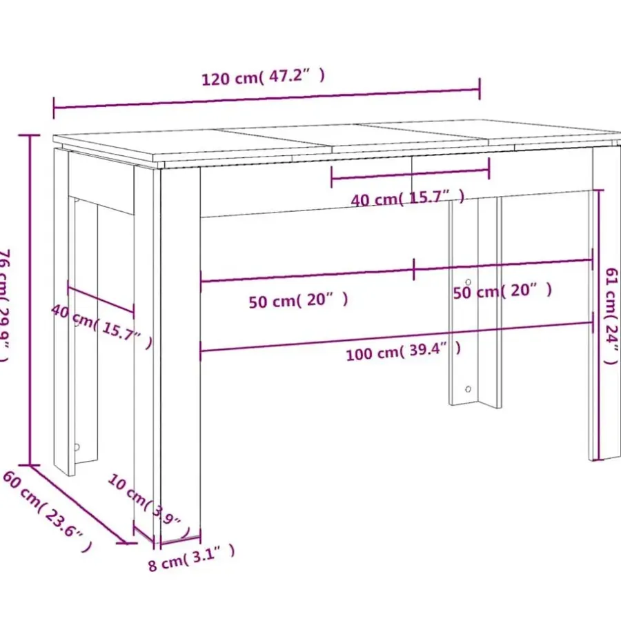 Rechthoekige Eettafels|Houten Eettafels-vidaXL - Eettafel - Grijs - Bewerkt hout