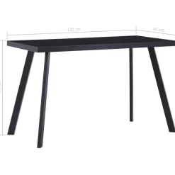 vidaXL - Eettafel - Zwart - Glas - 120 x 60 x 75 cm