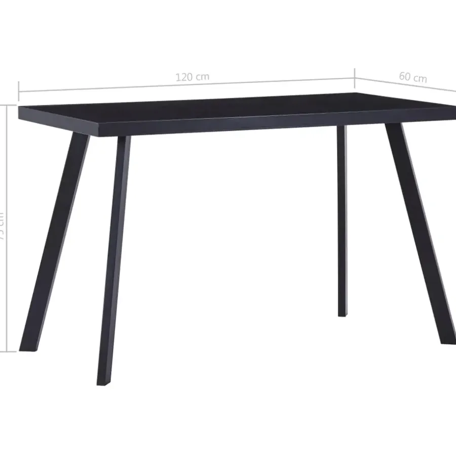 vidaXL - Eettafel - Zwart - Glas - 120 x 60 x 75 cm
