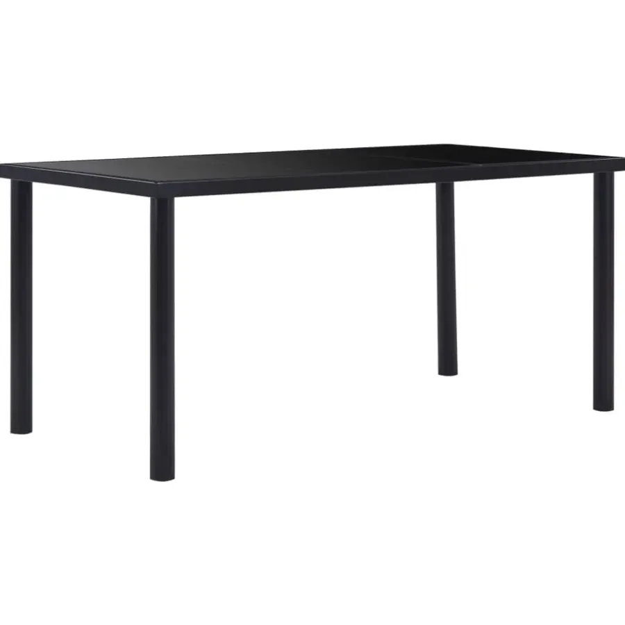 Rechthoekige Eettafels-vidaXL - Eettafel - Zwart - Glas - 160 x 80 x 75 cm