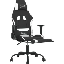 Gamestoelen-vidaXL - Gamingstoel - Wit - Stof