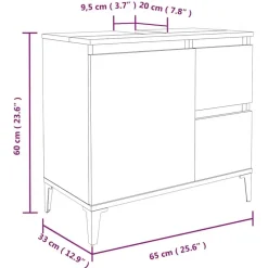 vidaXL - Gerookt eiken Wastafelonderkast - 1 deur 2 lades - Hout - 65x33x60 cm
