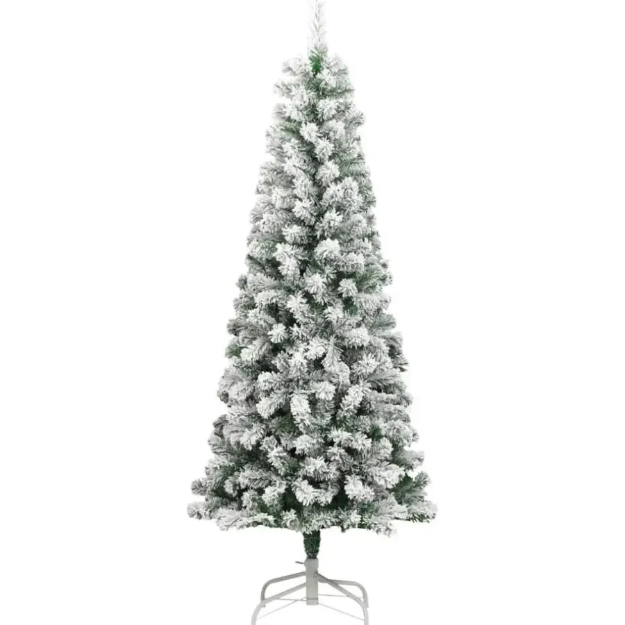 vidaXL - Gescharnierde Kunstkerstboom - Wit - 210 cm