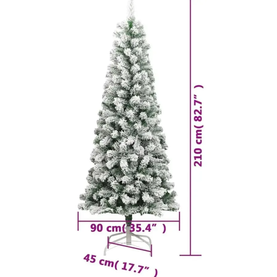 vidaXL - Gescharnierde Kunstkerstboom - Wit - 210 cm