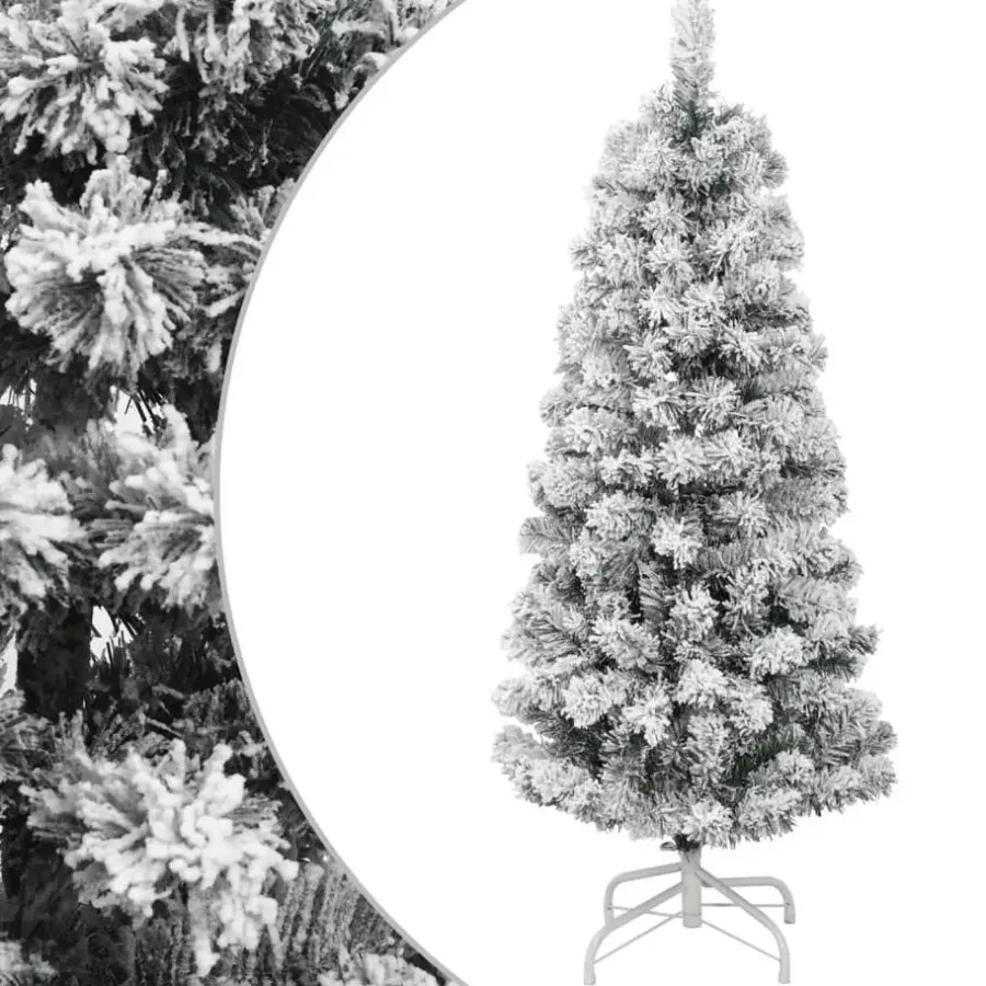 Kerstbomen-vidaXL - Gescharnierde Kunstkerstboom - Wit - 150 cm