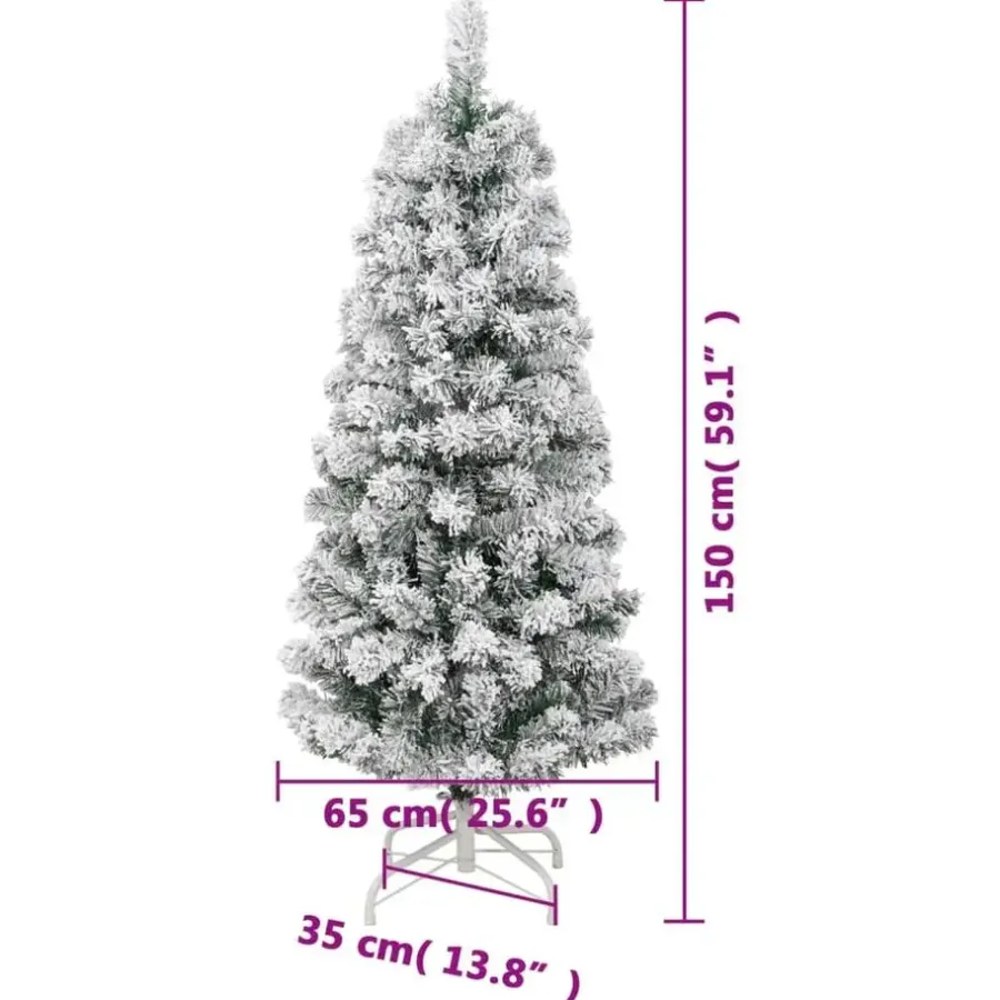 Kerstbomen-vidaXL - Gescharnierde Kunstkerstboom - Wit - 150 cm