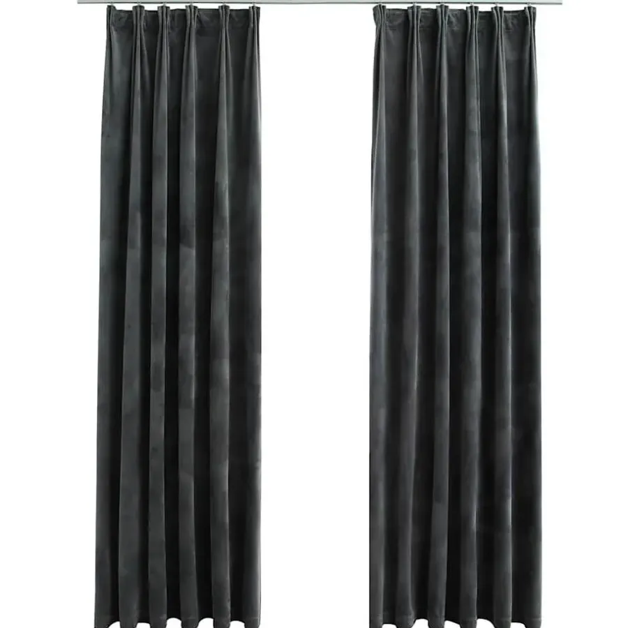 vidaXL - Gordijn - Antraciet - Fluweel - 140 x 245 cm - 2 stuks