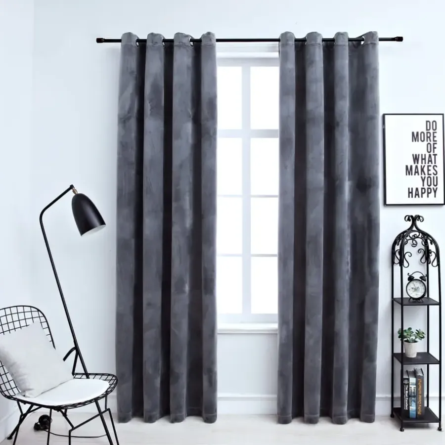 vidaXL - Gordijn - Antraciet - Fluweel - 140 x 175 cm - 2 stuks