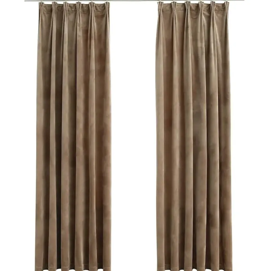 vidaXL - Gordijn - Beige - Fluweel - 140 x 225 cm - 2 stuks