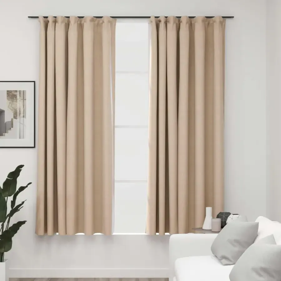 vidaXL - Gordijn - Beige - Stof - 140 x 175 cm - 2 stuks