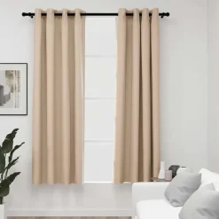 Gordijnen|Kant &Amp; Klaar Gordijnen-vidaXL - Gordijn - Beige - Stof - 140 x 175 cm - 2 stuks