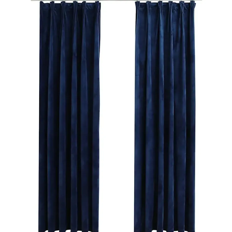Gordijnen|Kant &Amp; Klaar Gordijnen-vidaXL - Gordijn - Blauw - Fluweel - 140 x 245 cm - 2 stuks