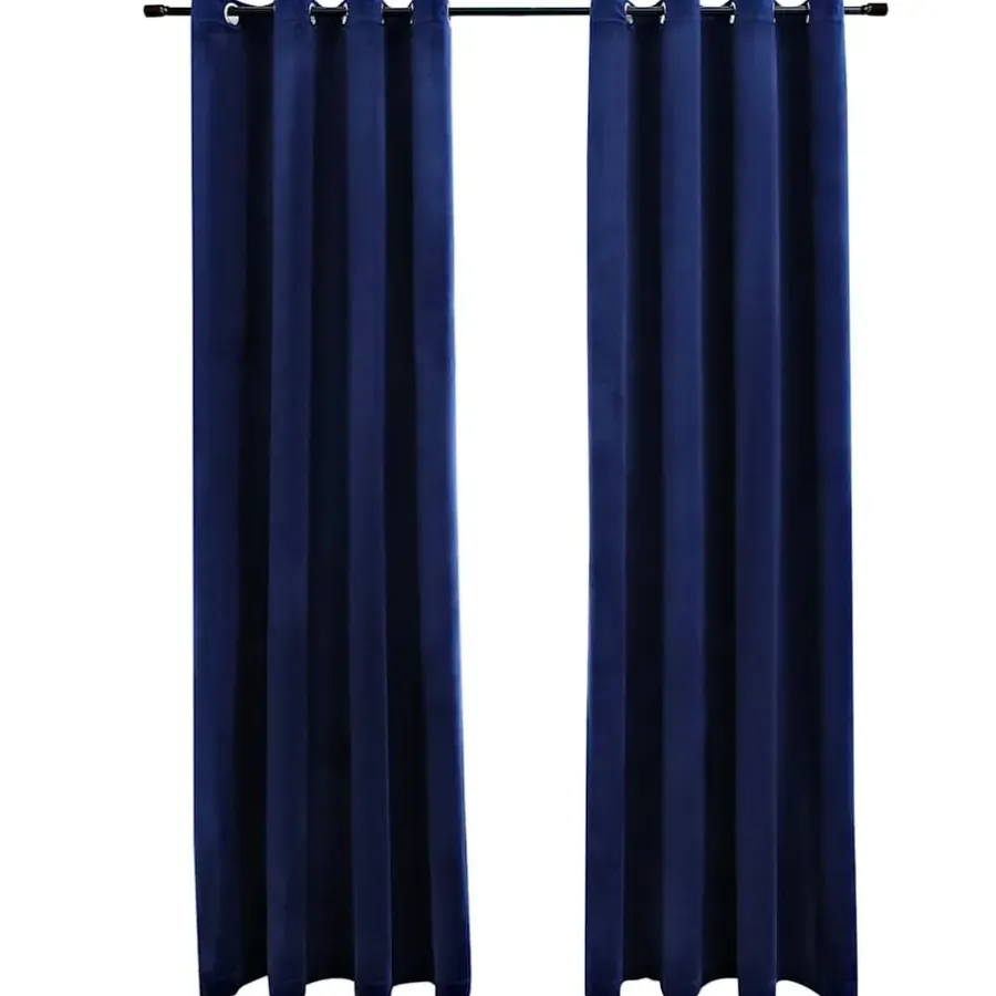 Gordijnen|Kant &Amp; Klaar Gordijnen-vidaXL - Gordijn - Blauw - Fluweel - 140 x 175 cm - 2 stuks