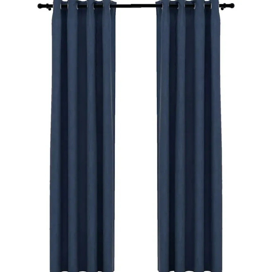 vidaXL - Gordijn - Blauw - Stof - 140 x 225 cm - 2 stuks