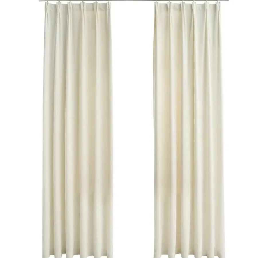 Gordijnen|Kant &Amp; Klaar Gordijnen-vidaXL - Gordijn - Crème - Fluweel - 140 x 245 cm - 2 stuks