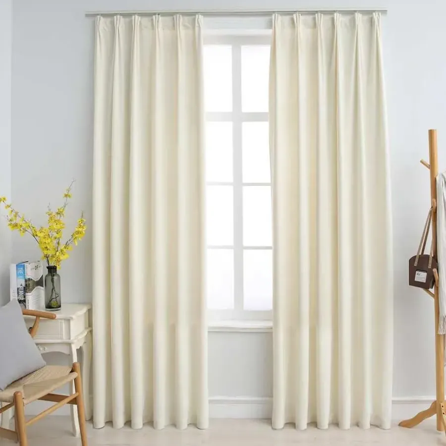 Gordijnen|Kant &Amp; Klaar Gordijnen-vidaXL - Gordijn - Crème - Fluweel - 140 x 245 cm - 2 stuks