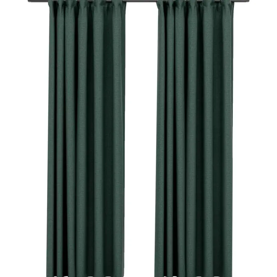 vidaXL - Gordijn - Groen - Stof - 140 x 245 cm - 2 stuks