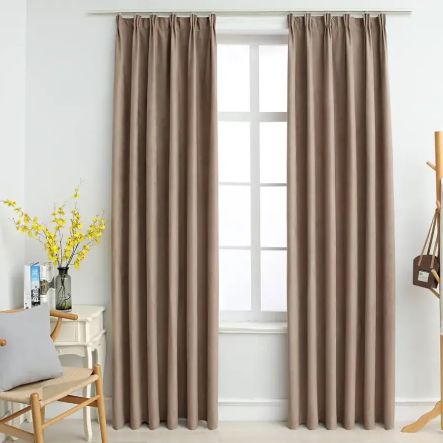 Gordijnen|Kant &Amp; Klaar Gordijnen-vidaXL - Gordijn - Taupe - Stof - 140 x 225 cm - 2 stuks