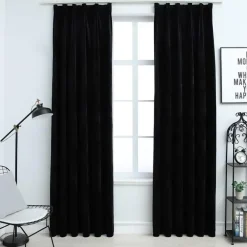 vidaXL - Gordijn - Zwart - Fluweel - 140 x 225 cm - 2 stuks