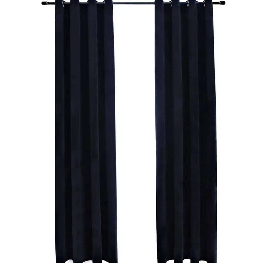 Gordijnen|Kant &Amp; Klaar Gordijnen-vidaXL - Gordijn - Zwart - Fluweel - 140 x 245 cm - 2 stuks
