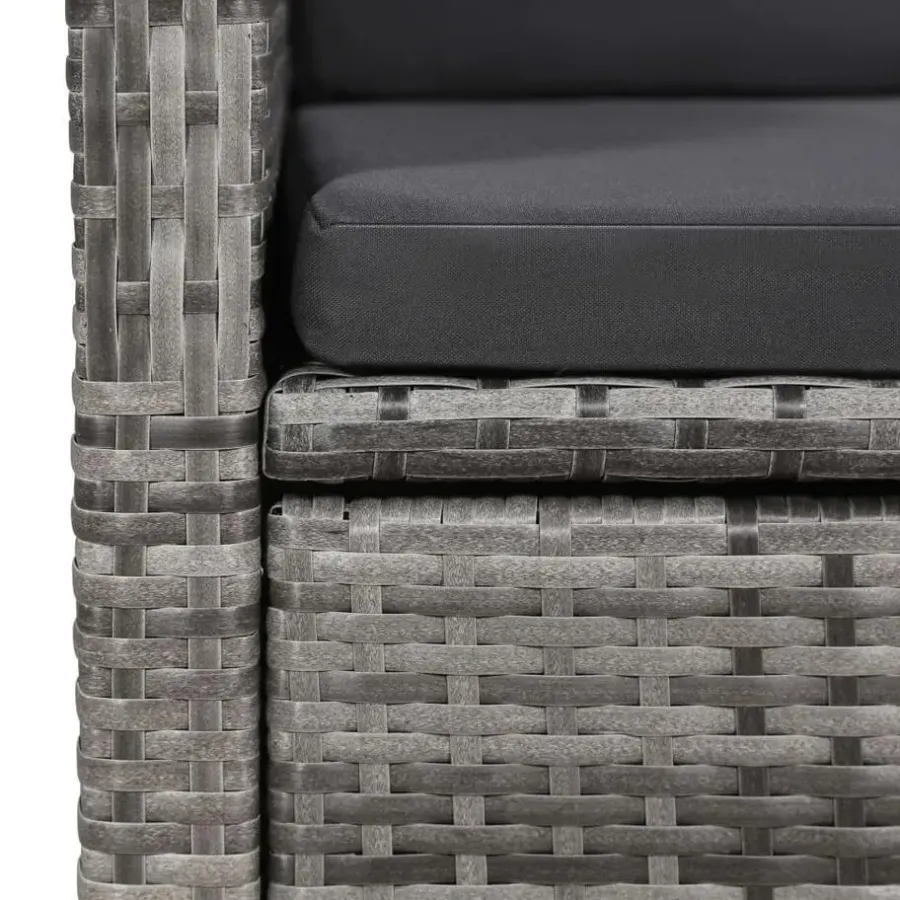 vidaXL - Grijs Tuinset - 6 verstelbaar stoelen en 150x90 cm tafel - Poly rattan