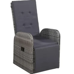 Tuinsets-vidaXL - Grijs Tuinset - 4 verstelbaar stoelen en 85x85 cm tafel - Poly rattan