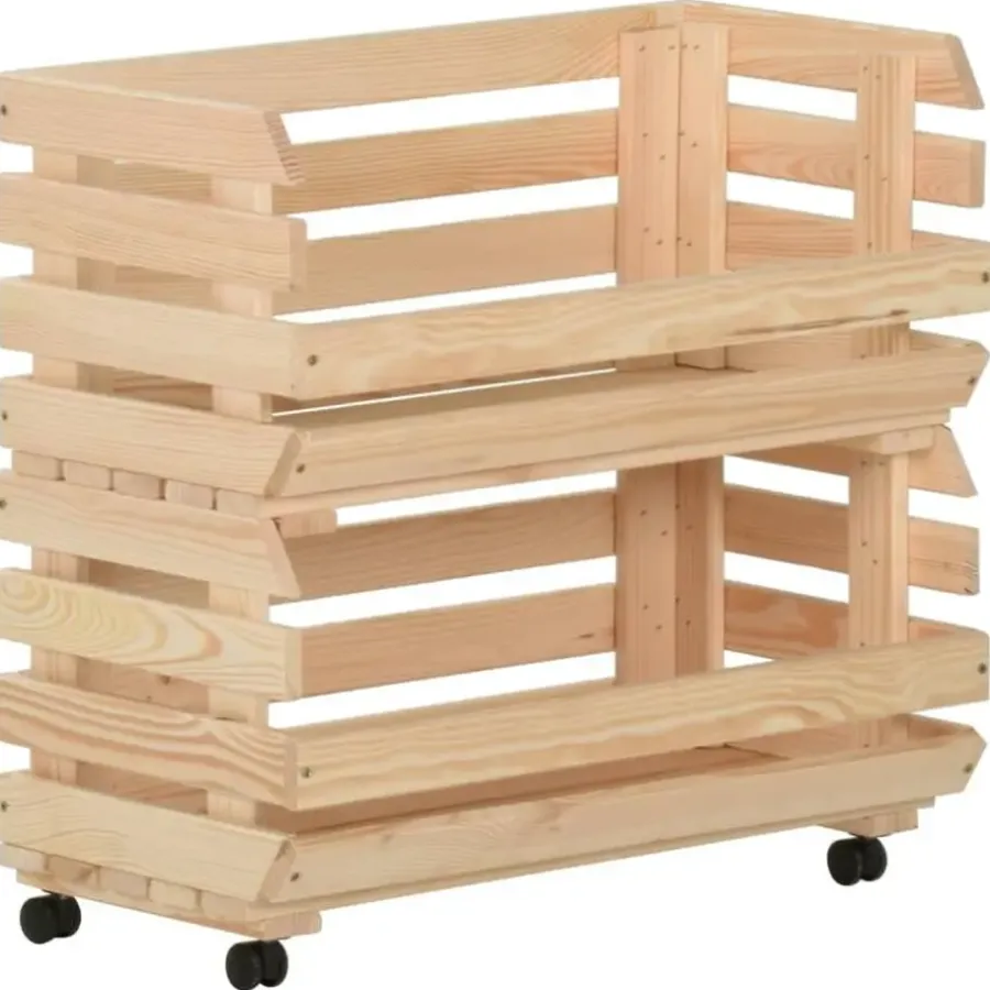 vidaXL - Groentetrolley - Bruin - Grenenhout - 57 x 30 x 80 cm