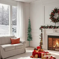 Kerstbomen-vidaXL - Halve Kunstkerstboom - Groen - 150 cm