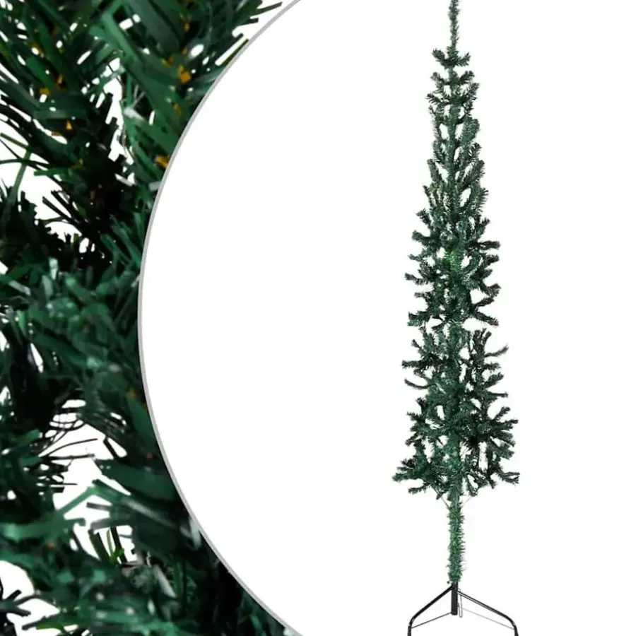 Kerstbomen-vidaXL - Halve Kunstkerstboom - Groen - 150 cm