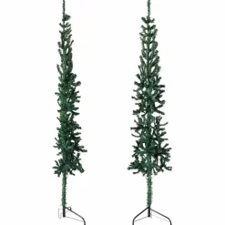Kerstbomen-vidaXL - Halve Kunstkerstboom - Groen - 150 cm