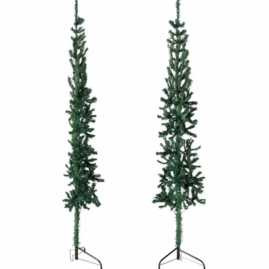 Kerstbomen-vidaXL - Halve Kunstkerstboom - Groen - 150 cm