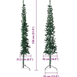 Kerstbomen-vidaXL - Halve Kunstkerstboom - Groen - 150 cm