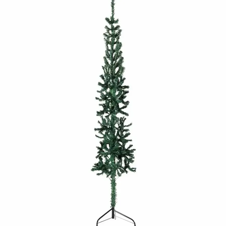 Kerstbomen-vidaXL - Halve Kunstkerstboom - Groen - 240 cm