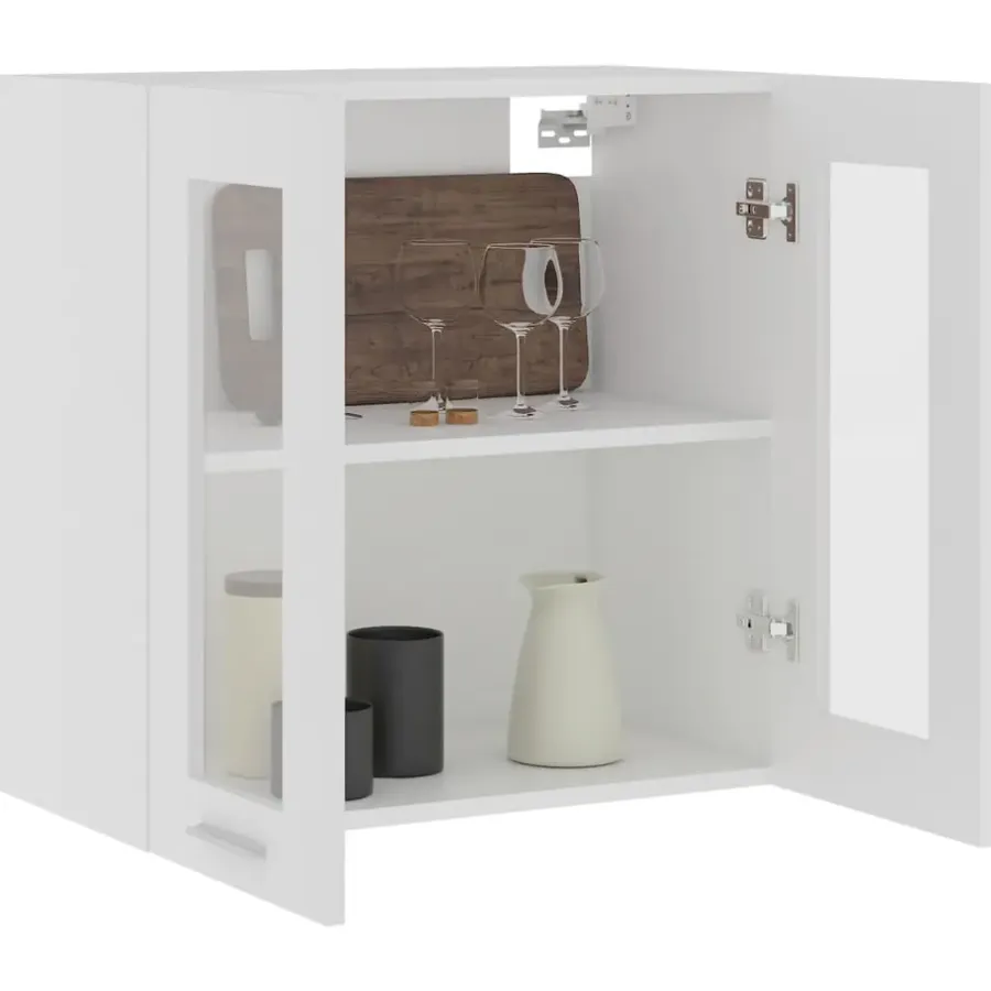 Wandkasten-vidaXL - Hangkast - Wit - Bewerkt hout