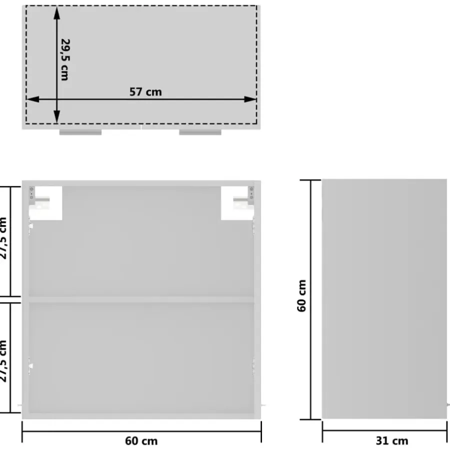 Wandkasten-vidaXL - Hangkast - Wit - Bewerkt hout