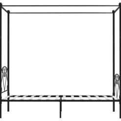 Kinderbedden-vidaXL - Hemelbed met hoofdbord - Zwart - Metaal - 90x200 cm