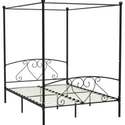 vidaXL - Hemelbed met hoofdbord - Zwart - Metaal - 160x200 cm